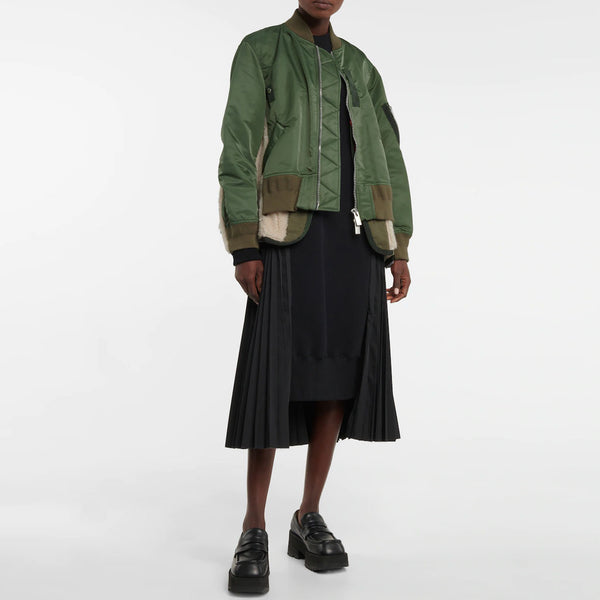 sacai zip-up bomber jacket - Green