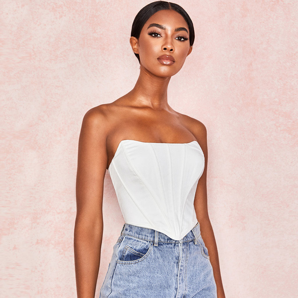 White strapless corset top sales