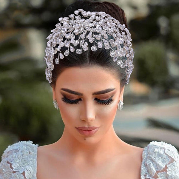 Shimmery Branch Effect Crystal Embellished Bridal Headband - Silver