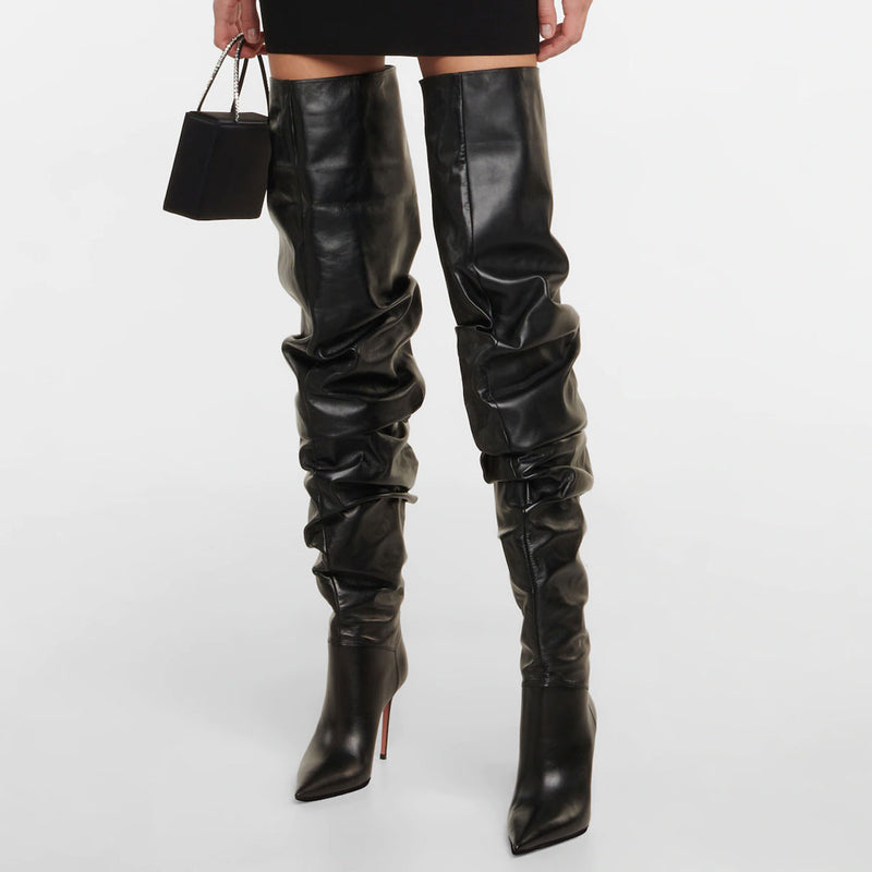 Black slouchy thigh high boots hotsell