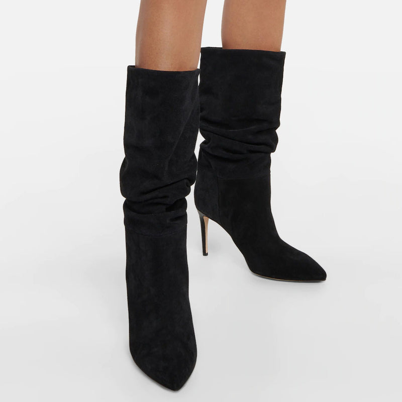 Black Block Heel Mid-Calf Boots - WheresThatFrom | SilkFred US