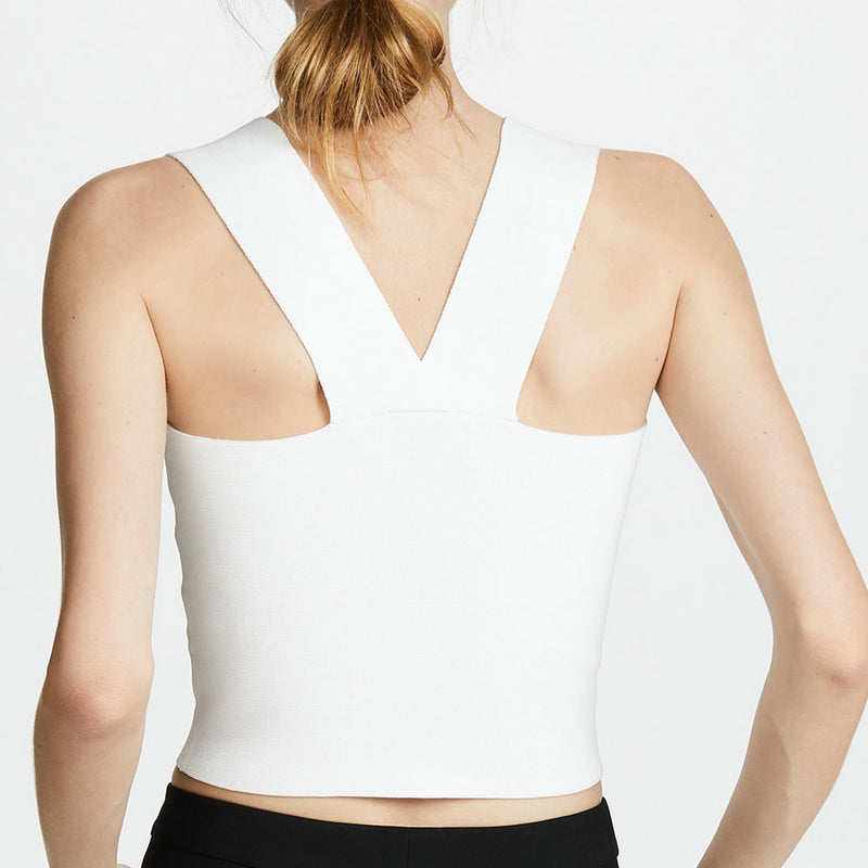 Solid Square Neck Knit Bandage Crop Top - White