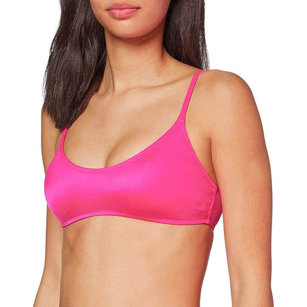 Spaghetti Strap Scoop Neck Brazilian Bralette Bikini Top - Rose