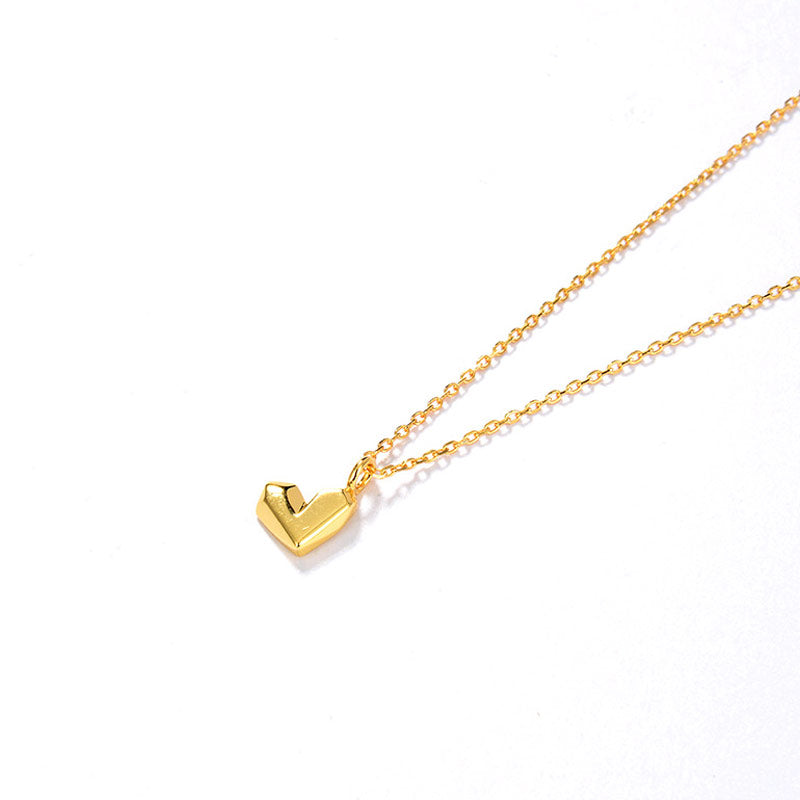 Trendy Gold Plated Sweetheart Pendant Chain Necklace - Gold