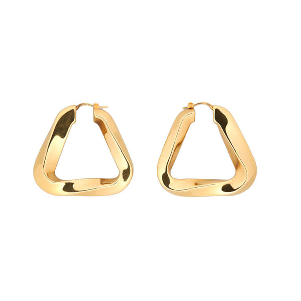 Unique Geometric Pattern Gold-Tone Hoop Earrings - Gold