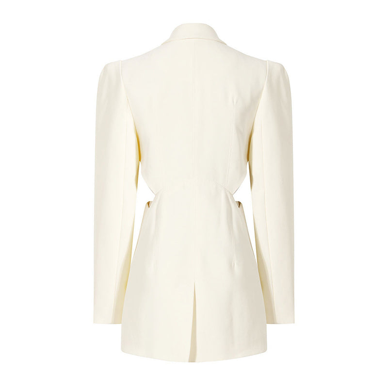 Unique Side Cutout Single Breasted Puff Sleeve Layered Bustier Tailored Blazer