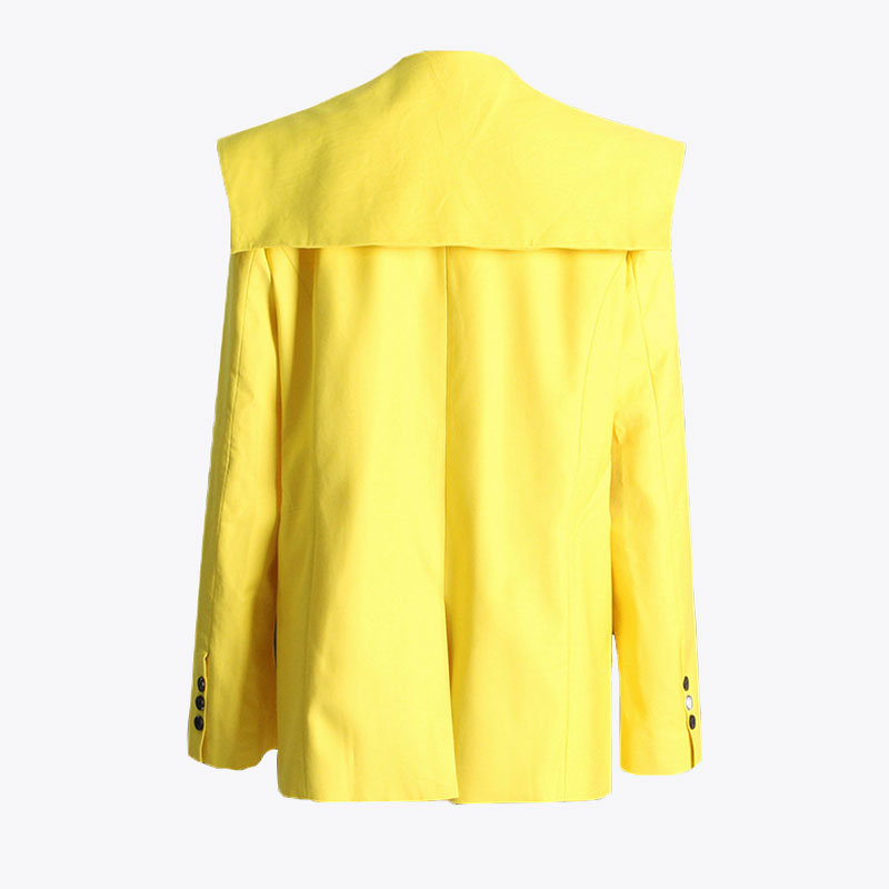 Vibrant Cutout Side Slit Back Sailor Collar Single Breasted Blazer - Yellow