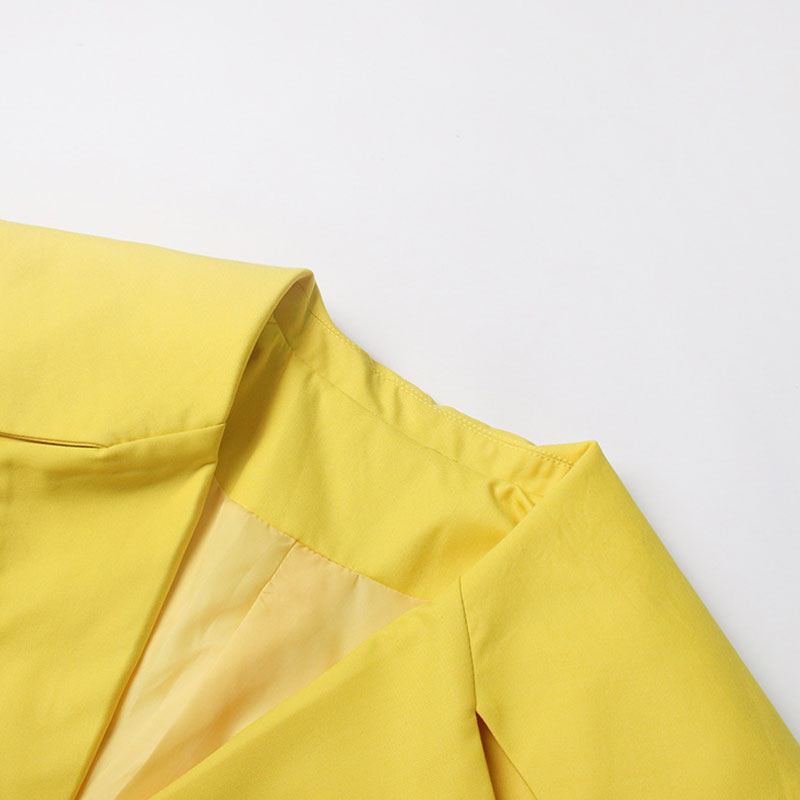 Vibrant Cutout Side Slit Back Sailor Collar Single Breasted Blazer - Yellow