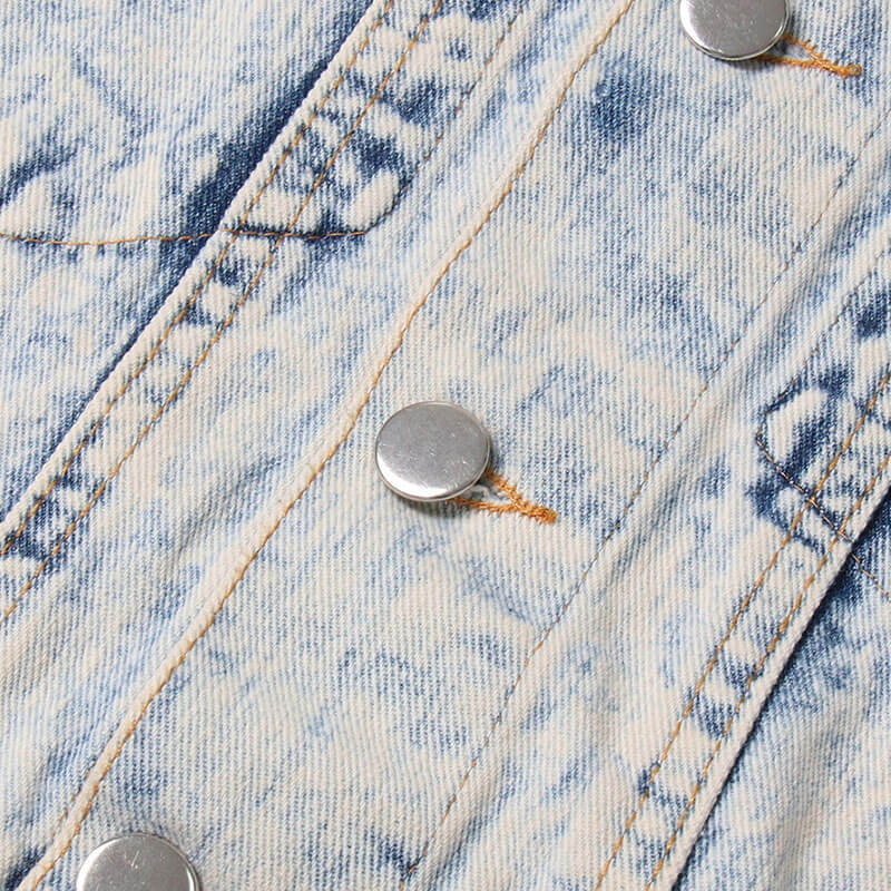 Vintage Distressed Ripped Detail Button Down Acid Wash Denim Jacket