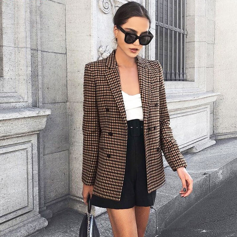 Check long cheap blazer