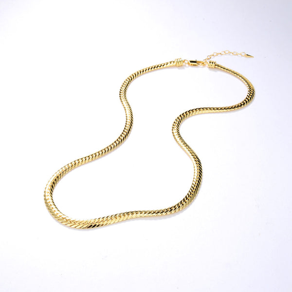 Vintage Gold Tone Snake Effect Chain Choker Necklace - Gold
