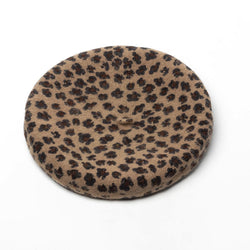 Vintage Leopard Print Wool Blend Beret - Coffee