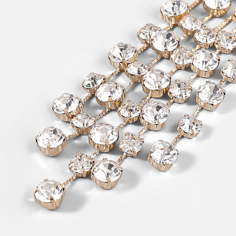 Vintage Pearl Crystal Embellished Chandelier Earrings - Gold
